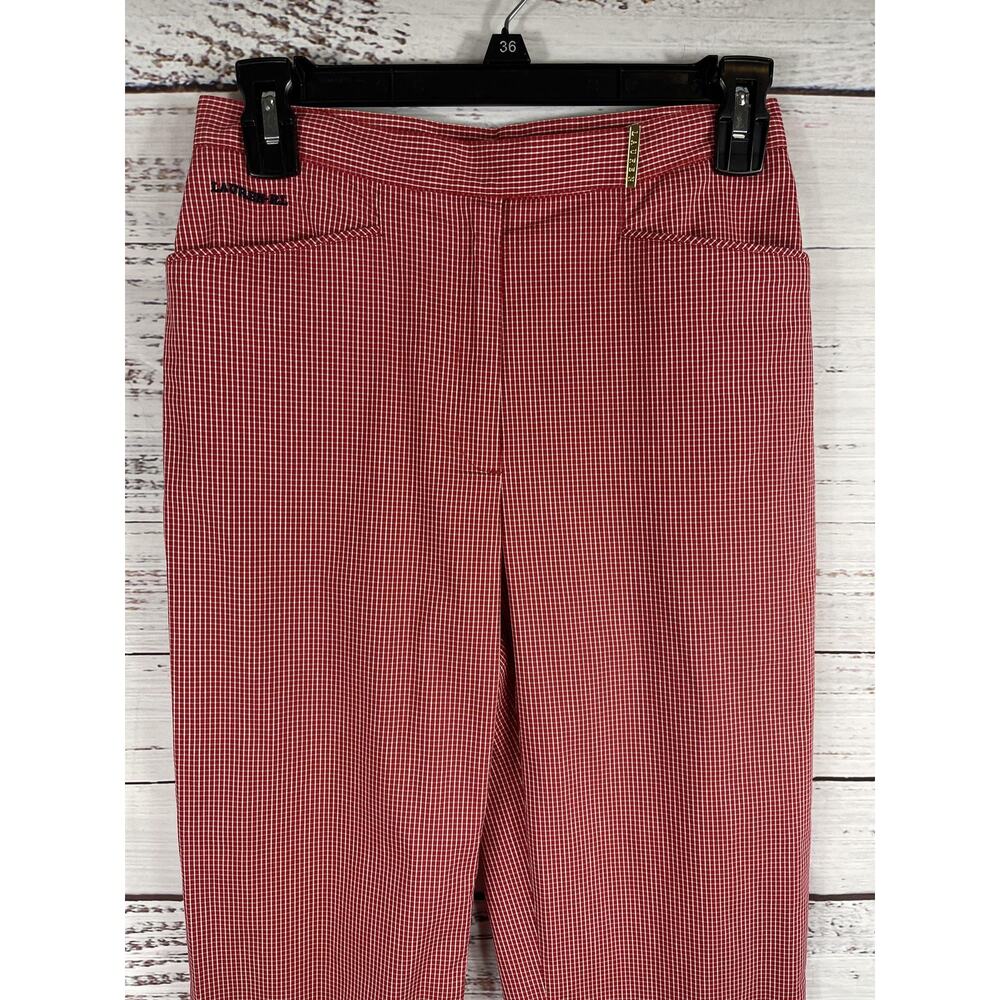 Lauren Ralph Lauren Pants Womens 4P Red White Check Cropped Stretch Dress Petite - Picture 2 of 6